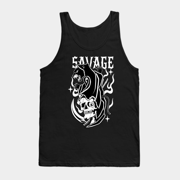 Skull Reaper Panther Tattoo Traditional Vintage Tank Top by Afdhal Project